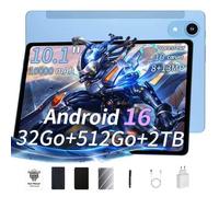 Tablette Tactile 10.1 pouces Android 16 Gemini IA 32Go RAM 512Go ROM 2To Extension Dix Cœurs Type C 10000mAh blue