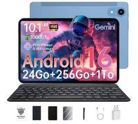 Tablette Tactile 10 1 Pouces avec Clavier et Étui - Android 16 - 24Go RAM 256Go ROM Extensible 1To -dix cœurs- 5G WiFi /GPS-bleu