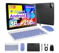 Tablette Tactile 10.1 Pouces - Octa Core - 36 Go + 256 Go - Wifi 6 - 6000 mAh - Android 16 - Gemini AI - avec Clavier - Noir