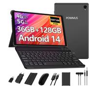 Tablette Tactile 10.1"" POWMUS, Android 14, 36Go+128Go, 1920*1200, Octa-Core, 4G LTE/5GHz Wifi, 8000mAh, Avec clavier souris, Noir