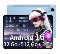 Tablette Tactile 11 Pouces 2K Ginawe M66, Tablette Android 16, 12000mAh, Dix cœurs, 32Go+512Go/2To, 4G LTE, Type-C-Bleu