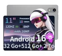Tablette Tactile 11 Pouces 2K Ginawe M66, Tablette Android 16, 12000mAh, Dix cœurs, 32Go+512Go/2To, 4G LTE, Type-C-Gris