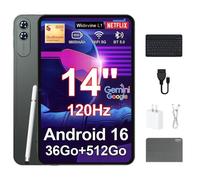 Tablette Tactile 14"" FHD+ 4G LTE - 36Go+512Go - Android 16 - Snapdragon 888 Octa-Core - BT 5.0 - GPS - 9800mAh - Clavier