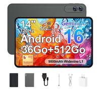 Tablette Tactile 14 Pouces Android 16 - 36Go RAM+512Go ROM(TF 1To) - Snapdragon 888 - Batterie 9800mAh - Avec Clavier et Étui