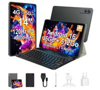 Tablette Tactile 14 Pouces avec clavier et étui , Android 16 , 36Go RAM 512Go ROM | 9800mAh | Widevine L1,WiFi6 - Noir