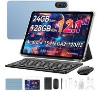 Tablette Tactile Blackview Mega 2-12"" IPS 2K, 24Go RAM+128Go ROM, 5G, Android 15, 9000 mAh, Widevine L1,Clavier, Étui,Stylet,Souris