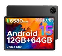 DOOGEE Tab A9 Tablette Tactile 10 pouces Android 15, 12 Go RAM + 64 Go ROM (TF 2TB) 6580mAh /Face ID/5G WiFi Tablette - Noir