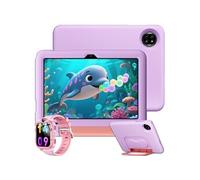 Tablette Tactile Enfants Tab 20 Kids 10.1" RAM 12Go ROM 64Go-SD 2To,Android 15 6600 mAh WiFi6 Violet-Avec Montre Z20 Rose