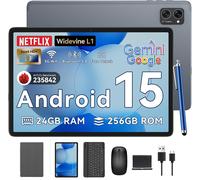 Tablette Tactile KINGRID T20 Avec Clavier,Souris,Stylet,Etui de Protection 10.1" 24Go + 256Go-SD 2To, Android 15 5000 mAh WiFi 6