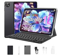 Tablette tactile MICREAR 10,1 pouces Android 16, 36Go LPDDR4 RAM, 256Go de Stockage (TF 1To,Core avec Clavier et Bookcover