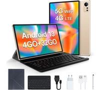 Tablette tactile MICREAR 10,36" Or, Android 15.0, WiFi 5G/2.4G, 4Go/32Go, Quad Enceintes Stéréo, avec Clavier Bluetooth, Étui et Stylet