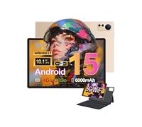 Tablette tactile MICREAR Android 15 Or, Pack Multimédia Complet, 4Go RAM, 32Go ROM, avec Clavier, Etui, Stylet, Chargeur et Jack Audio