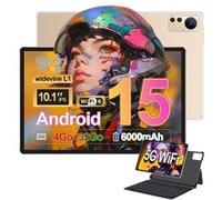 Tablette tactile MICREAR Android 15 Or, Pack Multimédia Complet, 4Go RAM, 32Go ROM, avec Clavier, Etui, Stylet, Chargeur et Jack Audio
