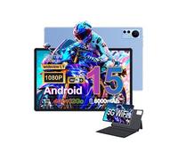 Tablette tactile MICREAR Bleu, Android 15, 4Go RAM, 32Go ROM, Corps Ultra-mince, Fournie avec Clavier, Protection d'écran, Stylet et Chargeur Bleu