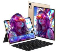 Tablette tactile MICREAR Or, Système Android 15, 4Go RAM, 32Go Stockage, WiFi Rapide, avec Clavier, Etui, Stylet et Adaptateur Secteur