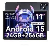 Tablette Tactile W90 11 pouces Android 15,24Go RAM+256Go ROM, 8000mAh,Wi-Fi 6,16MP+8MP,Tablette avec Carte SIM, Gemini AI,Face ID