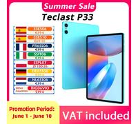Tablette Teclast P33 10,1 pouces Android 15 9 Go (3+6 Go) de RAM 64 Go de ROM Extension 1 To Wi-Fi 6 Type-C 6000 mAh Double Caméra Prise Jack pour Casque vert