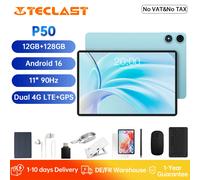 Tablette Teclast P50 11 pouces Android 16 Écran 90Hz T606 8 cœurs 12 Go de RAM (4 Go + 8 Go) 128 Go de ROM 4G LTE GPS WiFi BT5.0 7000 mAh Type-C Bleu