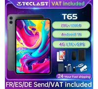 Tablette Teclast T65 Android 16 13,4" 1920X1200 120Hz Écran T7280 8 cœurs 26 Go de RAM (6 Go + 20 Go) 128 Go de ROM 4G GPS 8000mAh Type-C 5MP T65