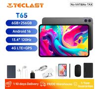 Tablette Teclast T65 Android 16 13,4 pouces 6 Go de RAM 256 Go de ROM 120 Hz 1920x120 IPS T7280 8 cœurs 4G LTE 8000 mAh Type-C GPS 13 MP GRIS