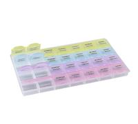 Tablettenbox 7 Tage 4 Fächer Morgens Mittags Abends, Handlicher Tablettenbox mit Großen Separaten Fächern für Medikamente, Vitamine, Fischöl, Nahrungsergänzungsmittel