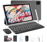 Tablettes Android 15, processeur Octa-core 12 Go de RAM, 64 Go de ROM, 2 To, kit de tablettes avec clavier, étui de protection, souris, stylet, écran tactile HD, Wi-Fi, BT 5.0, double caméra (ensemble