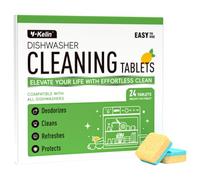 Tablettes de nettoyage en profondeur pour lave-vaisselle - 24 dosettes détartrage et rafraîchissement puissants, ingrédients naturels