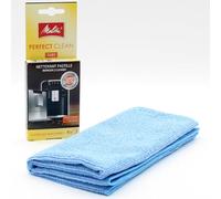 Tablettes de nettoyage pour machines à café automatiques + chiffon en microfibre compatible avec Melitta Caffeo Varianza CSP 6708795-4 Tabs x 1,8 g - Pastilles pour machine à Espresso