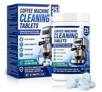 Tablettes Détartrantes Machine à Café, 25 Pièces, Détartrant Machine à Café pour Éliminer le Calcaire et les Huiles Amères, Restaurer le Débit Lent, Compatible avec Toutes les Cafetières
