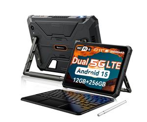 Tablettes Durcies Blackview Active 12 Pro Android 15 11 pouces 12 Go 256 Go/16 Go 1 To Tablette PC 30000 mAh 90 Hz 12GB+256GB with keyboard noir