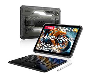 Tablettes Durcies OSCAL SPIDER 10 5G Android 15 Écran 11 pouces 8+8 Go RAM 256 Go ROM Tablette PC 20000mAh 268.2*179.6*17mm with keyboard noir