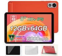 Tablettes Tactiles ZENO 1 Orange : 8" ,4Go+64Go+2To, 6000mAh, Android 15, Dual SIM 4G, GPS,Téléphone Portable-337g