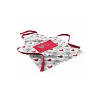 Douceur d'intérieur - Tablier 1 poche Plumette - Coton - Gris et rouge - Douceur d'intérieur Gris