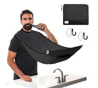 Tablier à barbe, bavoir à barbe, tablier attrape-barbe, meilleur attrape-poils pour le rasage Attrape-poils avec ventouses, cadeau de rasage pour homme, 30 x 25 cm, noir