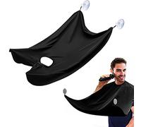 Tablier A Barbe, Cape de Rasage, Bavoir Rasage, Barbe Récupérateur Poil, Tablier à Barbe Homme pour Barbe, Accessoire Protection Tondeuse avec 2 Ventouses, Gardez le Lavabo Propre,Noir
