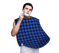 Tablier à barbe pour homme - Attrape-cheveux à carreaux de buffle bleu noir pour évier Cape anti-adhésive pour le rasage pour le toilettage Accessoires pour homme avec 2 ventouses