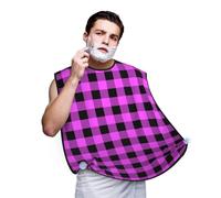 Tablier à barbe pour homme - Violet et noir Buffalo Plaid Attrape-cheveux pour évier Cape anti-adhésive pour le rasage pour le toilettage Accessoires pour homme avec 2 ventouses