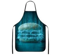 Tablier à hamburger numérique pour la cuisine, tablier de cuisine graphique moderne pour barbecue, barbecue, travail de chef pour homme et femme, bleu, 24x31 Inch