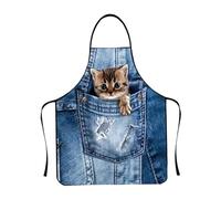 Tablier À Motif Chat,Blouse Imperméable à Design Chat avec des Bretelles Réglables | Tablier Adorable Et Amusant,Pour Cuisine Cuisson Grillade Barbecue Activité Pizza Pâtisserie Peinture Artiste Toile