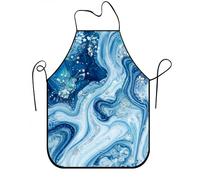 Tablier abstrait élégant en marbre pour la cuisine, motif tourbillon bleu, tablier de cuisine pour adulte, ustensiles de cuisine pour barbecue, pâtisserie et travail de chef 1 pièce