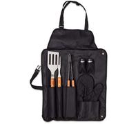 Tablier avec accessoires barbecue. Ensemble de 7 ustensiles de barbecue: tablier et gant matelassé en nylon