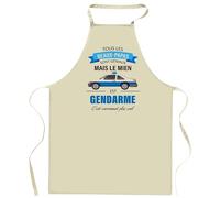 Tablier Beau-Papa Gendarme | Cadeau Fête des Pères original pour Cuisinier Vêtement Blouse de protection pour la cuisine Barbecue Jardinage et tâches ménagères