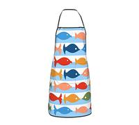 Tablier bleu et blanc à rayures de poisson colorées pour femmes hommes adolescents avec des poches pour cuisiner un barbecue
