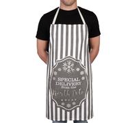Tablier BRUBAKER Special Delivery from the North Pole - Tablier de cuisine Noël - Tablier de cuisine unisexe pour hommes et femmes - One Size Tablier de Noël - Gris Blanc - Coton