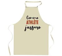 Tablier Comme Athlète J'assure - Apron - Idée Cadeau Tablier Personnalisable Anniversaire Fête Original Famille Travail Départ Collègue Retraite Noël.