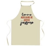 Tablier Comme Auxiliaire de justice J'assure - Apron - Idée Cadeau Tablier Personnalisable Anniversaire Fête Original Famille Travail Départ Collègue Retraite Noël.