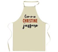 Tablier Comme Christine J'assure - Apron - Idée Cadeau Tablier Personnalisable Anniversaire Fête Original Famille Travail Départ Collègue Retraite Noël.