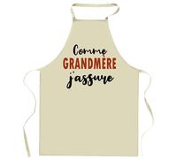 Tablier Comme Grand-Père J'assure - Apron - Idée Cadeau Tablier Personnalisable Anniversaire Fête Original Famille Travail Départ Collègue Retraite Noël.