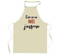 Tablier Comme Inès J'assure - Apron - Idée Cadeau Tablier Personnalisable Anniversaire Fête Original Famille Travail Départ Collègue Retraite Noël.