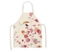 Tablier Cuisine Homme Feuilles Rose Orange Tablier de Cuisine Femme Unisexe Tablier Cuisine Lavable Tablier Barbecue Jardinage Restaurant Pâtisserie Café Tablier 68x55 cm